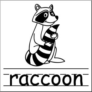 Clip Art: Basic Words: Raccoon B&W (poster)