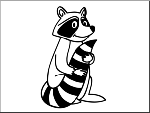 Clip Art: Basic Words: Raccoon (coloring page)