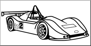 Clip Art: Racing Car 02 B&W