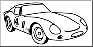 Clip Art: Racing Car 04 B&W