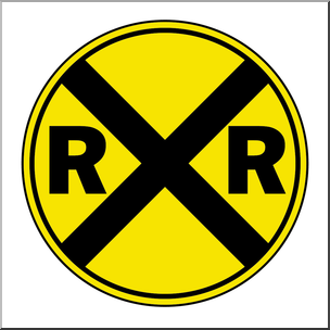 Clip Art: Signs: Railroad Crossing 1 Color