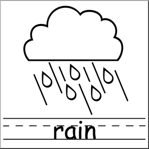 Clip Art: Weather Icons: Rain B&W Labeled