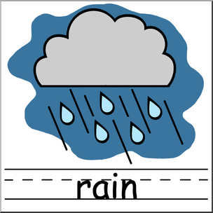 Clip Art: Weather Icons: Rain Color Labeled