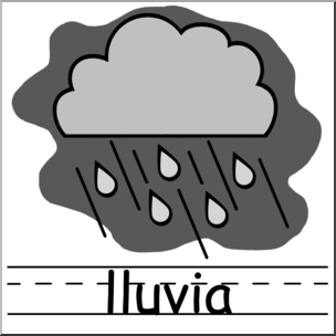 Clip Art: Weather Icons Spanish: Lluvia Grayscale