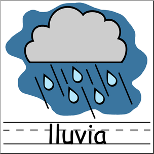 Clip Art: Weather Icons Spanish: Lluvia Color