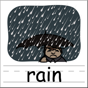 Clip Art: Basic Words: Rain Color Labeled