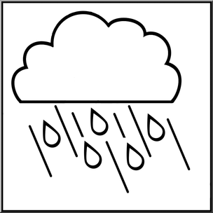 Clip Art: Weather Icons: Rain B&W Unlabeled