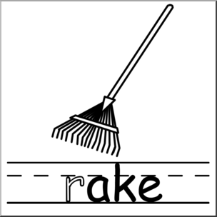 Clip Art: Basic Words: -ake Phonics: Rake B&W