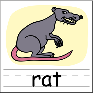 Clip Art: Basic Words: Rat Color Labeled