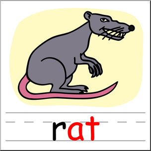Clip Art: Basic Words: -at Phonics: Rat Color