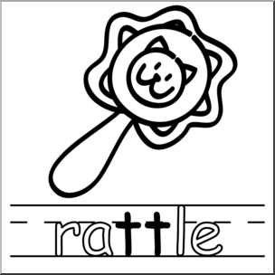Clip Art: Basic Words: Double Consonants TT: Rattle B&W