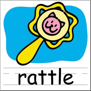 Clip Art: Basic Words: Rattle Color Labeled