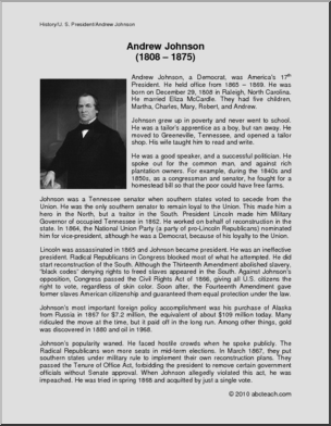 Biography: U. S. President Andrew Johnson (upper elem/middle)