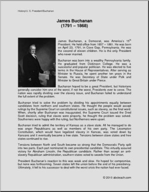 Biography: U. S. President James Buchanan (upper elem/middle)