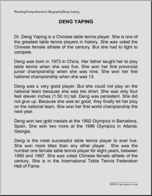 Biography: Deng Yaping Chinese Champion (primary)
