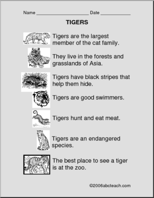 Comprehension: Tigers (primary)