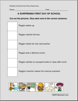 Story Sequence: First Day of School (primary/elem)