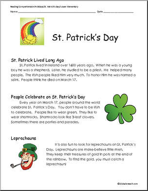 Reading Comprehension: St. Patrick’s Day (elem)