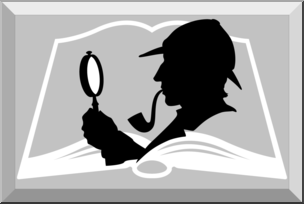 Clip Art: Reading Button: Mystery Grayscale