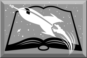 Clip Art: Reading Button: Science Fiction Grayscale