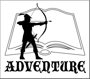 Clip Art: Reading Icon: Adventure B&W