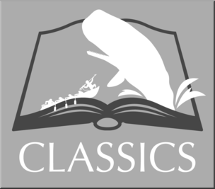 Clip Art: Reading Icon: Classics Grayscale