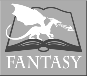 Clip Art: Reading Icon: Fantasy Grayscale