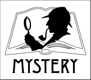 Clip Art: Reading Icon: Mystery B&W