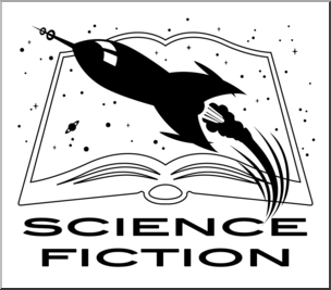 Clip Art: Reading Icon: Science Fiction B&W 1
