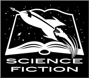 Clip Art: Reading Icon: Science Fiction B&W 2
