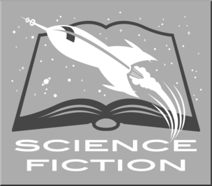 Clip Art: Reading Icon: Science Fiction Grayscale