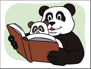 Clip Art: Reading Pandas Color