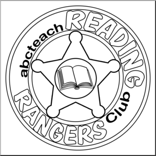 Clip Art: Reading Rangers Club Logo 2 B&W