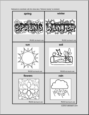 Rebus Story Welcome Spring (b/w) (k-1) Flashcards