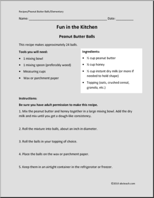 Recipe: Fun in the Kitchen-Peanut Butter Balls (elem)
