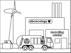 Clip Art: Buildings: Recycling Center (coloring page)