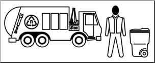 Clip Art: People: Recycling Truck Driver Male B&W