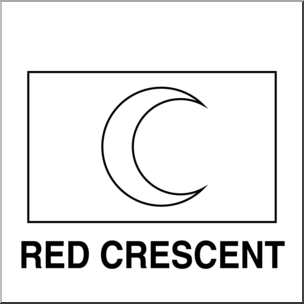 Clip Art: Flags: Red Crescent B&W