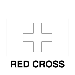 Clip Art: Flags: Red Cross B&W