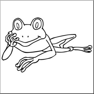 Clip Art: Cartoon Red Eyed Tree Frog B&W