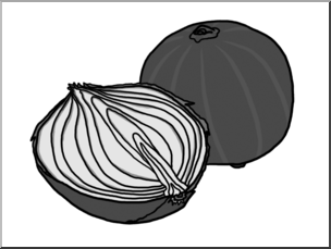 Clip Art: Red Onions Grayscale