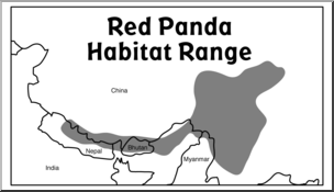 Clip Art: Habitat Map: Red Panda Grayscale