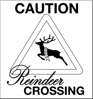 Clip Art: Reindeer Crossing B&W