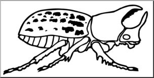 Clip Art: Insects: Rhinoceros Beetle B&W