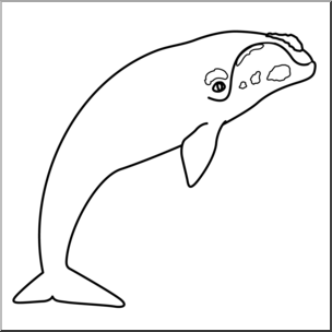 Clip Art: Whale: Right Whale B&W