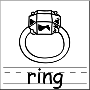 Clip Art: Basic Words: Ring B&W Labeled