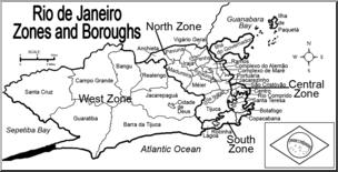 Clip Art: Rio Zones & Boroughs Map – Labeled (B&W)