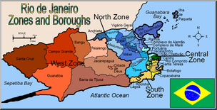 Clip Art: Rio Zones & Boroughs Map – Labeled (Color)