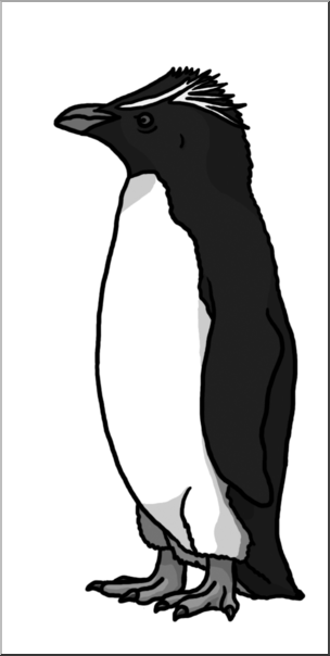 Clip Art: Penguin: Rockhopper Grayscale
