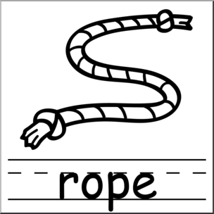 Clip Art: Basic Words: Rope B&W Labeled